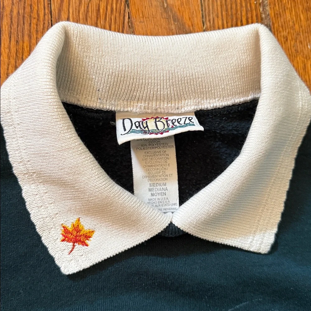 90’s Birds In The Wind Vintage Granny Crewneck Sweater w/ Collar - Picture 3 of 11